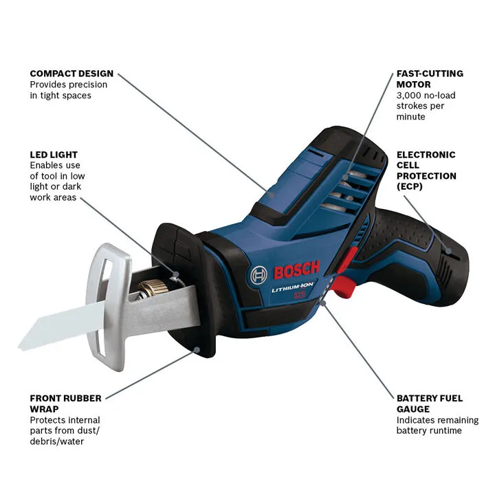 Bosch 12V Max Pocket Reciprocating Saw Kit - Professional Compact Cutting Solution 1