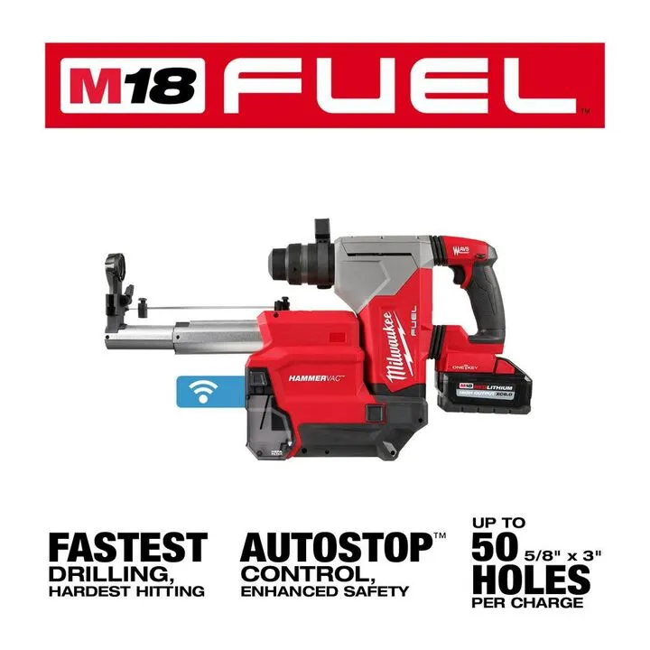 Milwaukee M18 FUEL 1-1/8 in. SDS Plus Rotary Hammer ONE-KEY Dust Extractor Kit 3