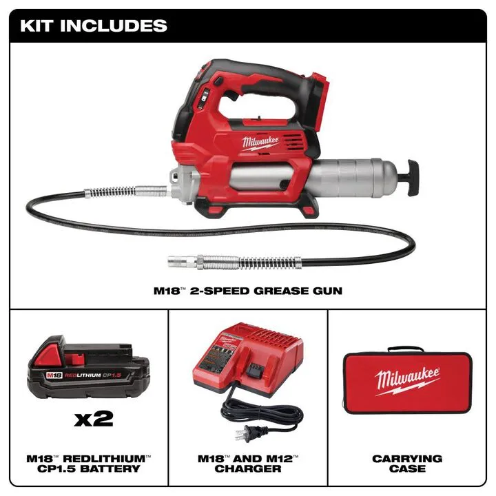 Milwaukee M18 2-Speed Grease Gun 2CT Kit - Professional Grade Lubrication System 1