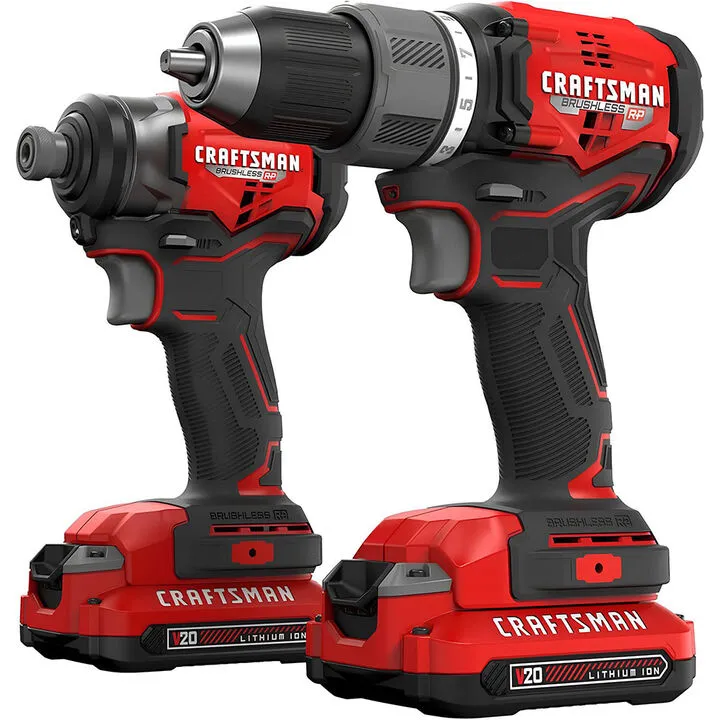 CRAFTSMAN V20 BRUSHLESS RP 2-Tool Combo Kit with 2 Batteries - High-Performance Cordless Set