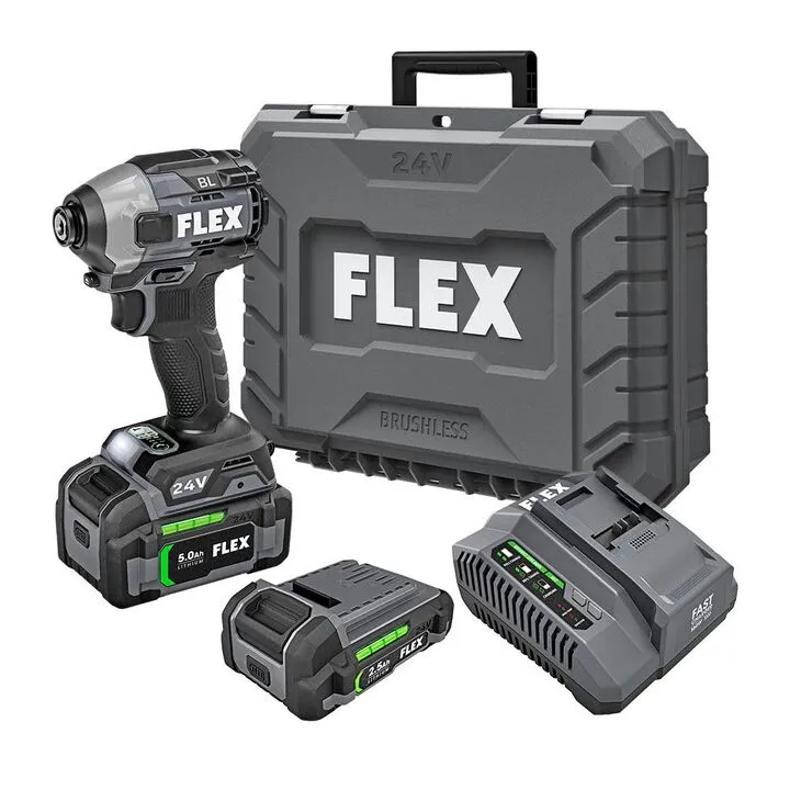FLEX 24V Cordless 1/4-In. Quick Eject Hex Impact Driver With Multi-Mode Kit