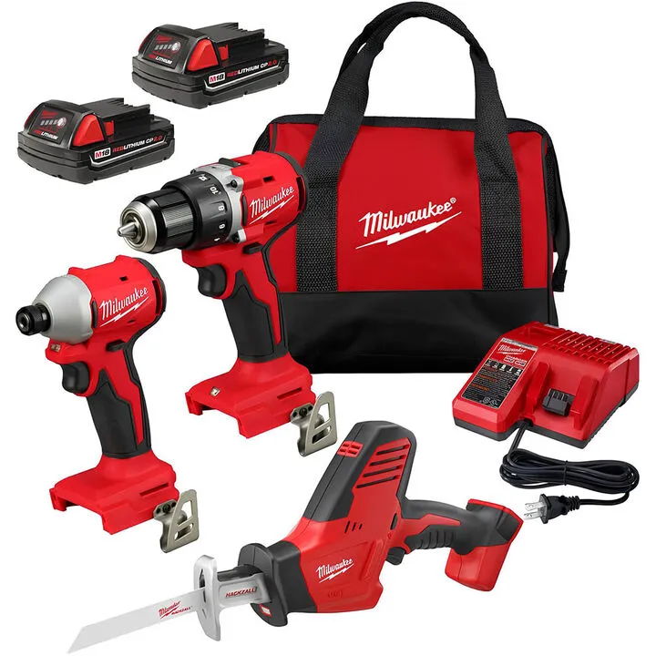 Milwaukee M18 3-Tool Cordless Combo Kit - Professional Performance Bundle