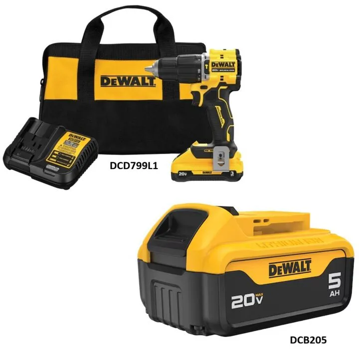 DEWALT 20V MAX 1/2 Inch Hammer Drill Kit with 5Ah Battery - Professional Grade Power 1