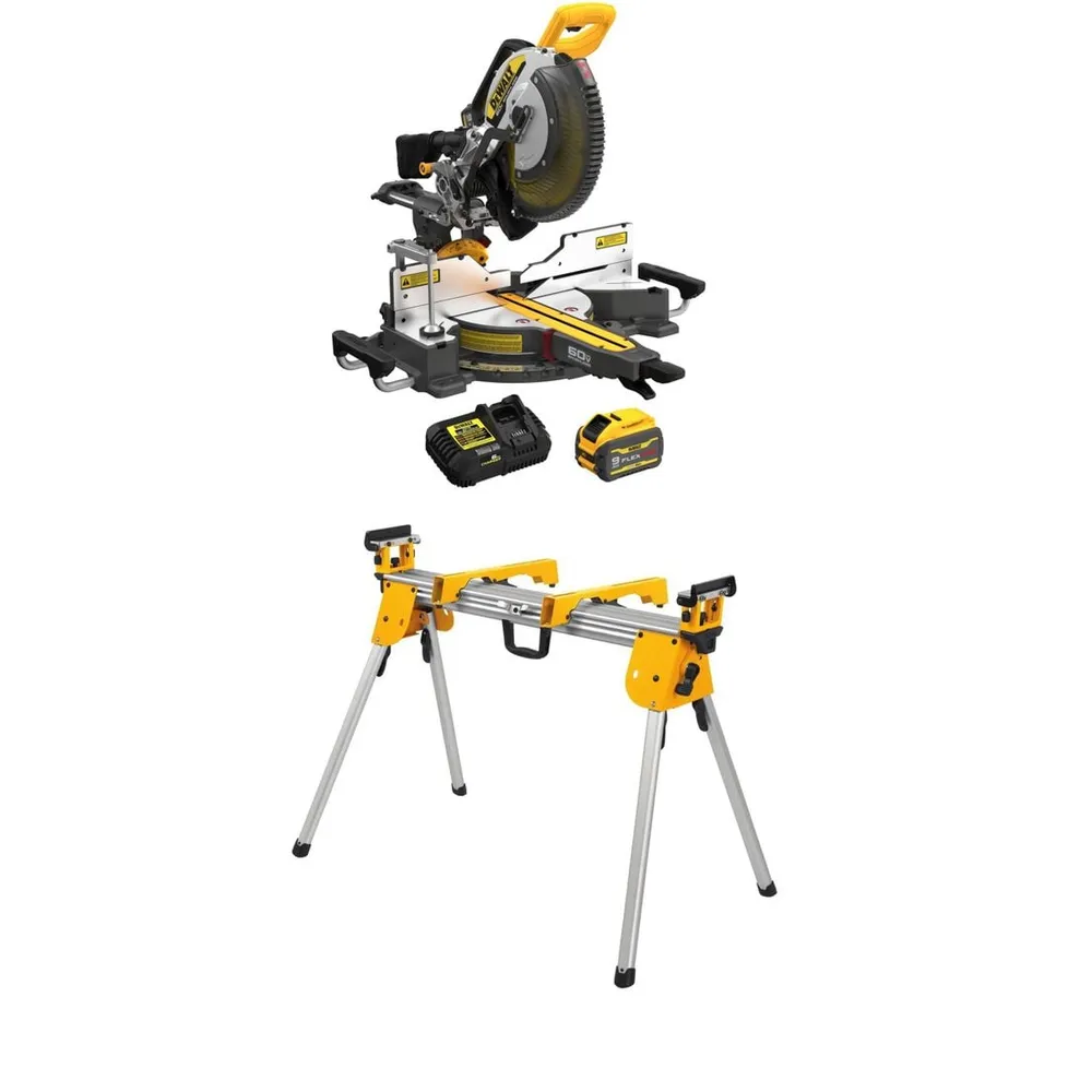 DEWALT 12-Inch 60V MAX Sliding Miter Saw Kit with Compact Miter Saw Stand