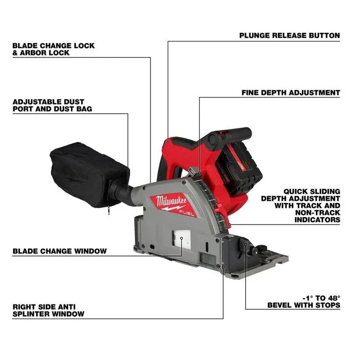 Milwaukee M18 6-1/2 Inch Plunge Track Saw Kit - Precision Bundle with 2 Rails, Clamps, and Connector 1