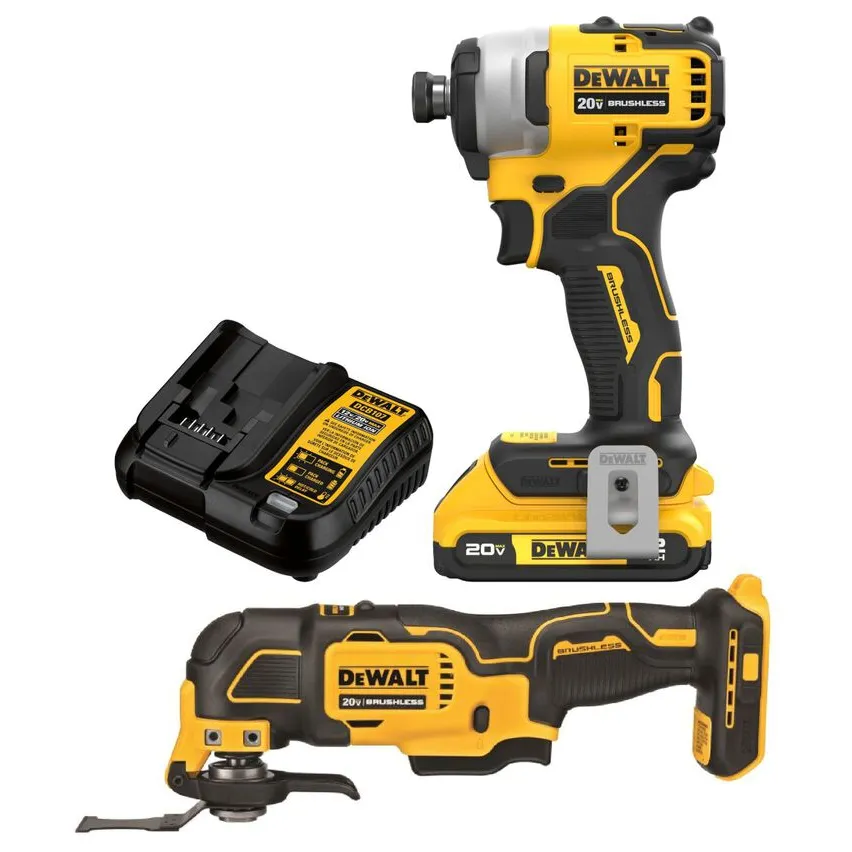 DEWALT Atomic 20V Max Brushless 1/4-Inch Impact Driver & Oscillating Multi-Tool Combo Kit