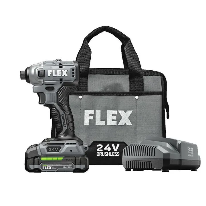 FLEX 24V Cordless 1/4 Inch Hex Compact Impact Driver Kit - Professional Performance Series 1