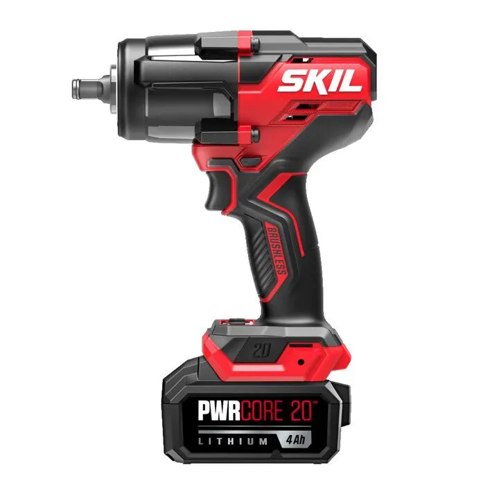 SKIL PWR CORE 20 Brushless 20V 1/2 in Mid-Torque Impact Wrench Kit - High Performance Cordless Power 1