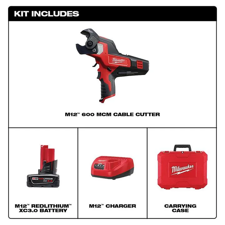 Milwaukee M12 600 MCM Cable Cutter Kit - High-Performance Electrical Tooling 1