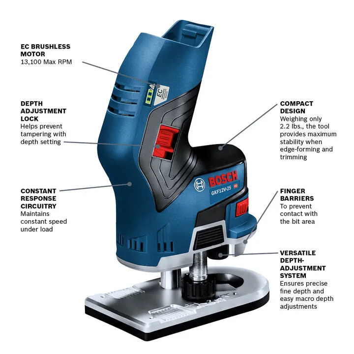 Bosch 12V Max EC Brushless Palm Edge Router (Bare Tool) 1