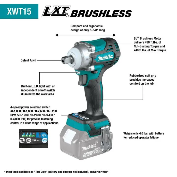 Makita 18V LXT 1/2in Utility Impact Wrench (Bare Tool) 1