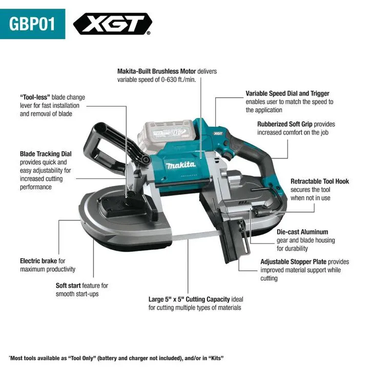 Makita 40V max XGT Brushless Cordless Deep Cut Portable Band Saw Kit 10