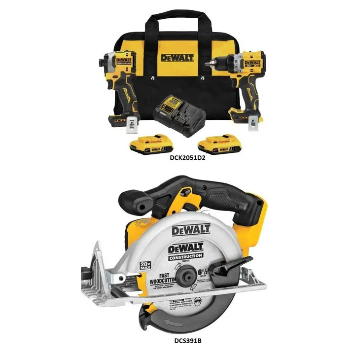 DEWALT 20V MAX Cordless Impact Driver, Drill/Driver, and Circular Saw 3-Tool Combo Kit 1