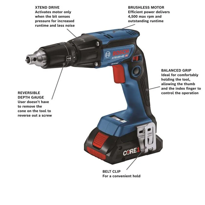 Bosch 18V 1/4in Hex Screwgun Kit with CORE18V 4.0 Ah Battery 1