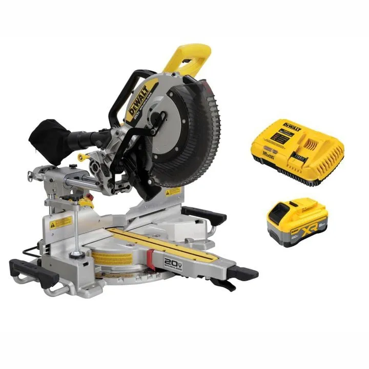 DEWALT 20V MAX XR 12-Inch Double Bevel Sliding Miter Saw Kit with 8Ah Battery & Charger