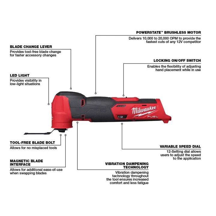 Milwaukee M12 FUEL 3-Tool Combo Kit: Drill Driver, Impact Driver & Oscillating Multi-Tool 1