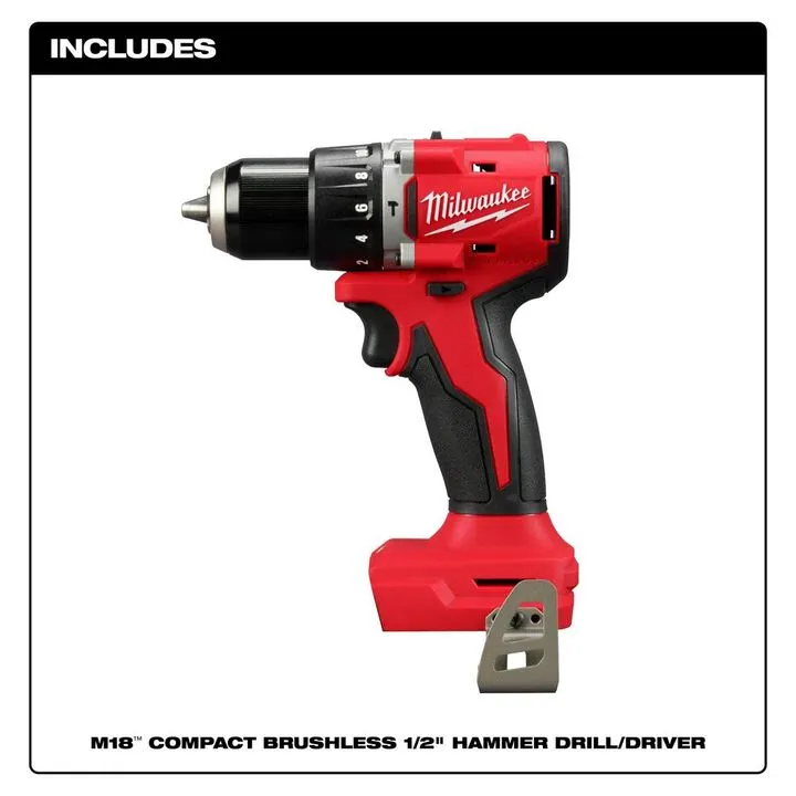 Milwaukee M18 Compact 1/2 in Hammer Drill/Driver (Bare Tool) 2