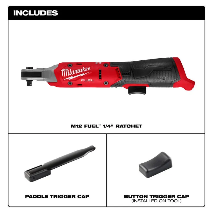 Milwaukee M12 FUEL 1/4 Inch Ratchet (Bare Tool) & 2.5Ah Lithium-Ion Battery Pack Bundle 3