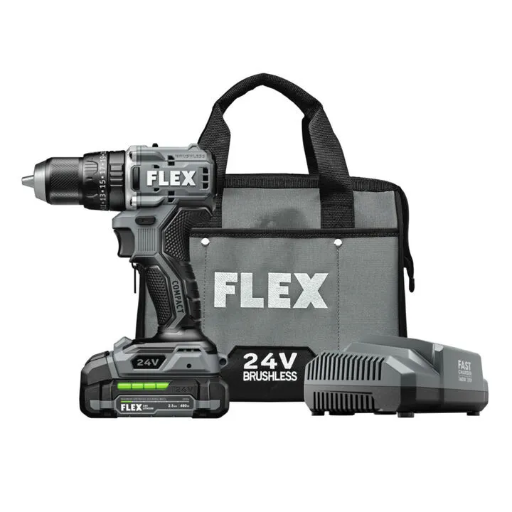 FLEX 24V Cordless 1/2 Inch 2-Speed Compact Hammer Drill Kit - Professional Performance Series 1