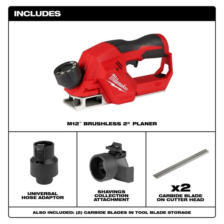 Milwaukee M12 Brushless 2-Inch Planer (Bare Tool) 1