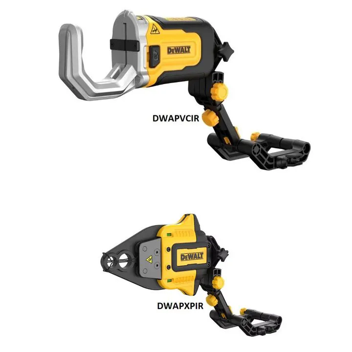 DEWALT PVC/PEX Pipe Cutter Attachment & Pinch Clamp Attachment Bundle 1