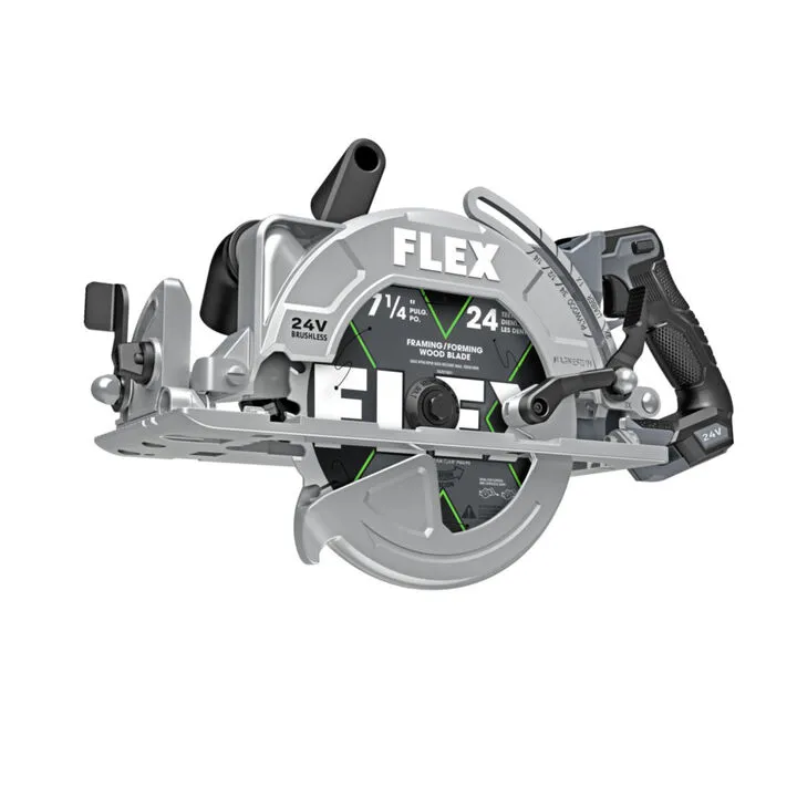 FLEX 24V 7-1/4in Rear Handle Circular Saw (Bare Tool) - Professional Grade Power