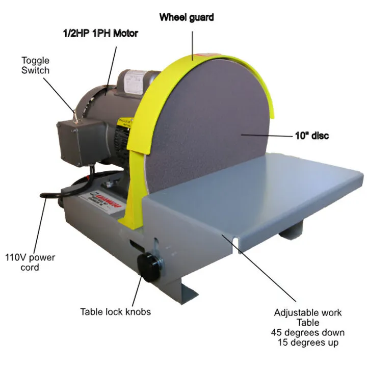 Kalamazoo 10-Inch Industrial Bench Disc Sander - 1/2 HP, Dual Voltage 1