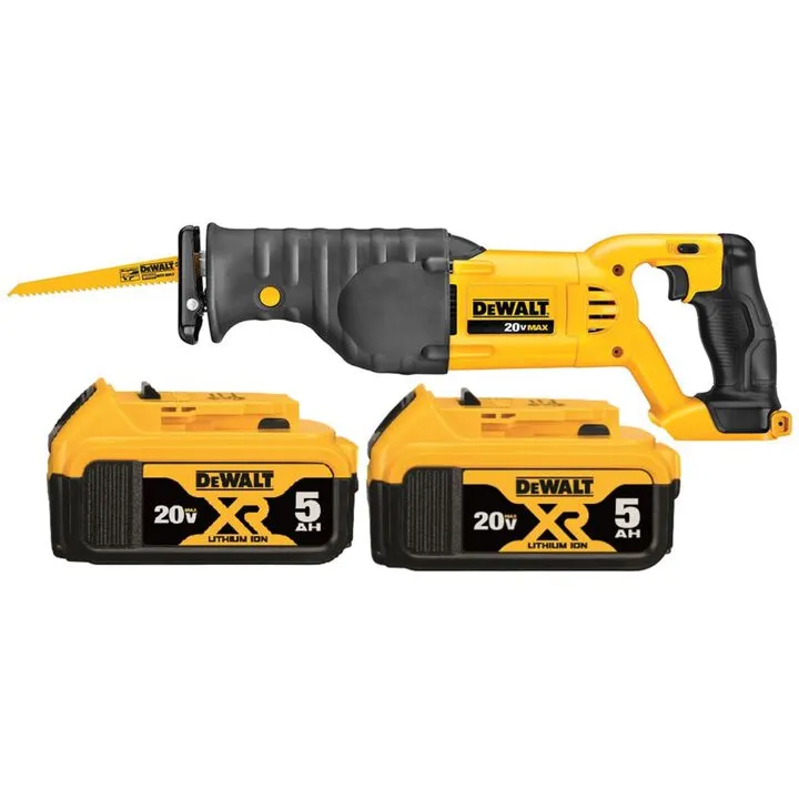 DEWALT 20V Max Cordless Reciprocating Saw & 20V Max XR 5Ah Battery 2-Pack Bundle