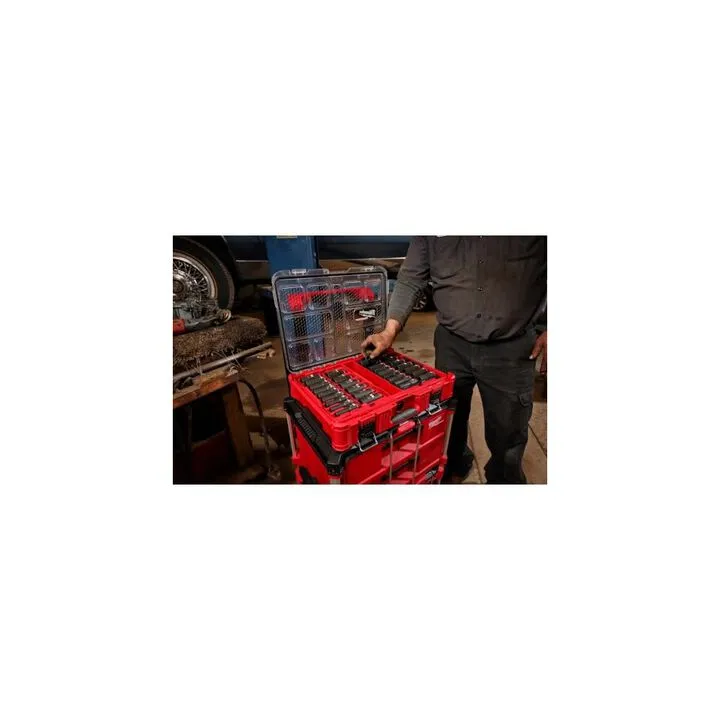 Milwaukee M18 Impact Wrench (Bare Tool) with 36-Piece Socket Set & 2-Drawer Tool Box Bundle 12