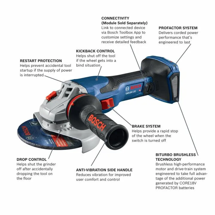 Bosch PROFACTOR 18V Spitfire 5-6in Angle Grinder (Bare Tool) 1