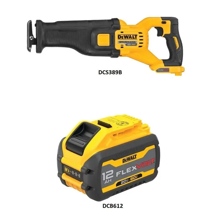 DEWALT 60V MAX Cordless Reciprocating Saw & 20/60V MAX Battery Bundle 1